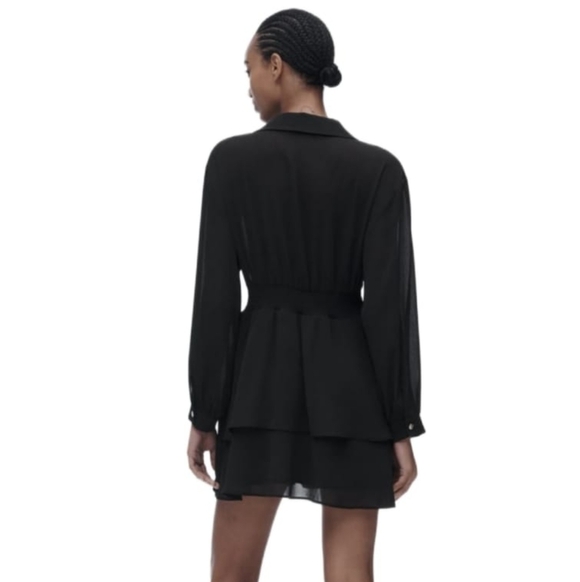 ZARA SHORT DOUBLE-LAYER DRESS BLACK | 2354/925 - Picture 4 of 5